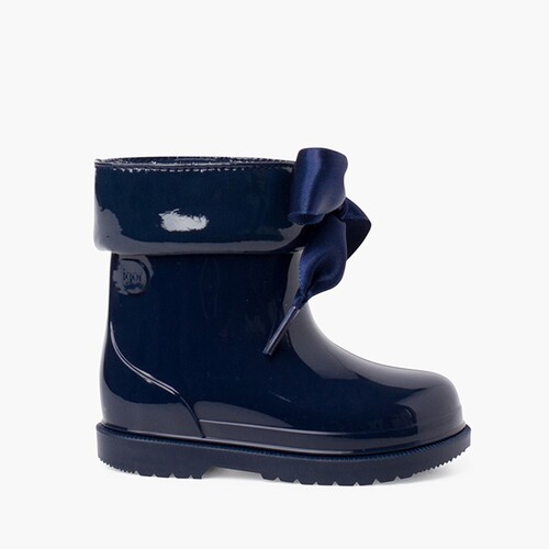 STIVALI DI GOMMA BAMBINA VERNICE  con fiocco Blu