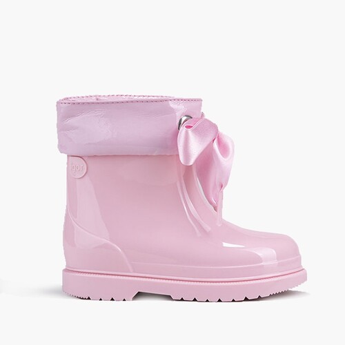 STIVALI DI GOMMA BAMBINA VERNICE  con fiocco Rosa