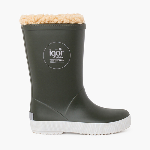  Stivali da pioggia interni in shearling per bambini Kaki