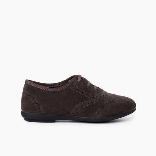 Blucher scarpe bambina e donna in camoscio Grigio