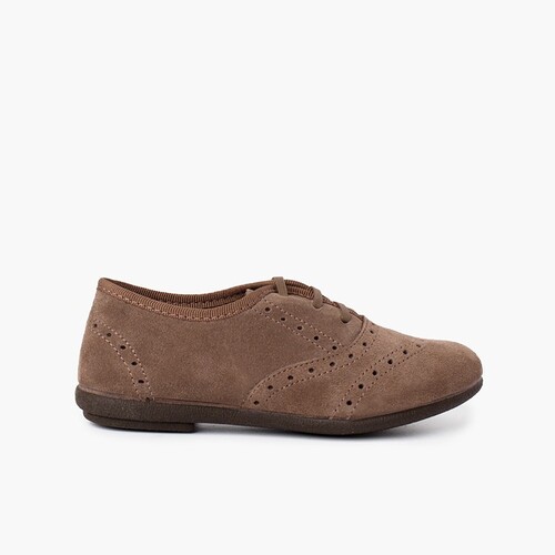 Blucher scarpe bambina e donna in camoscio Taupe