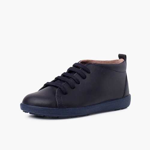 Scarpe in Pelle tipo Stivaletti Lacci Blu