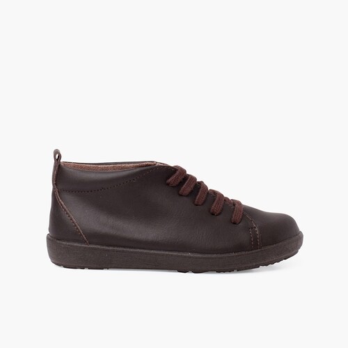 Scarpe in Pelle tipo Stivaletti Lacci Marrone