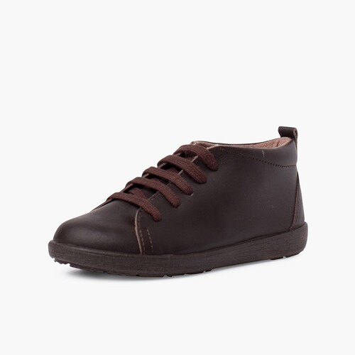 Scarpe in Pelle tipo Stivaletti Lacci Marrone