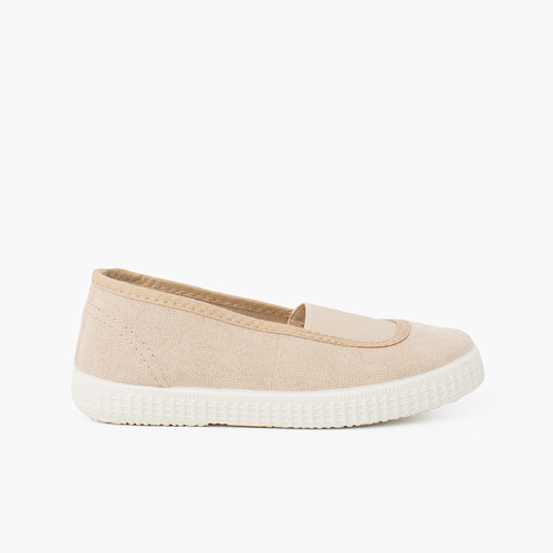  Ballerine elastico tela eco e suola tipo sneaker Beige