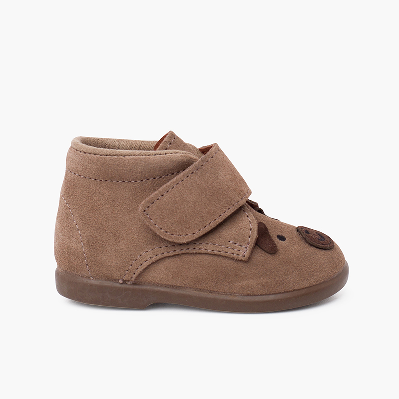 Stivali alla pecorina in camoscio con chiusura aderente Taupe