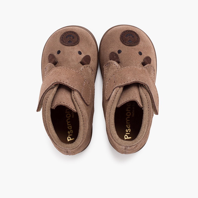 Stivali alla pecorina in camoscio con chiusura aderente Taupe