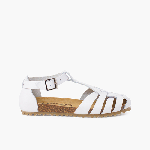  Sandali donna e bambino in pelle con suola bio Bianco