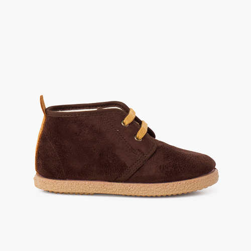Stivaletti foderati in shearling con striscia posteriore  Marrone