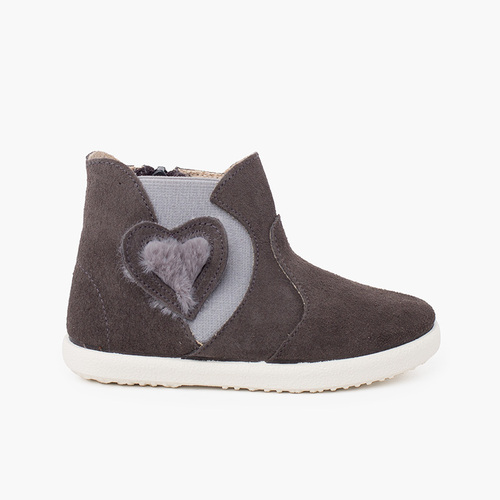 Stivale elastico laterale con cuore  Grigio