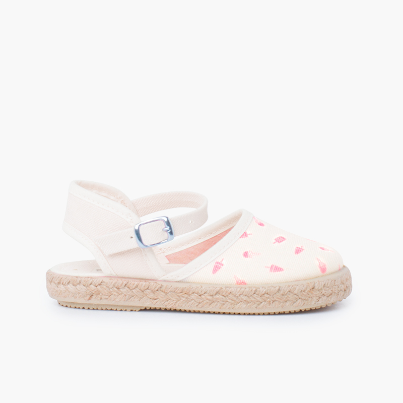 Espadrillas bambina con fibbia e stampe Gelati rosa