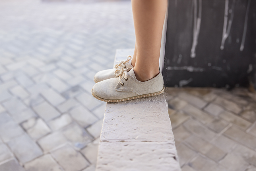 Blucher da ragazzo in tela con suola in iuta bicolor