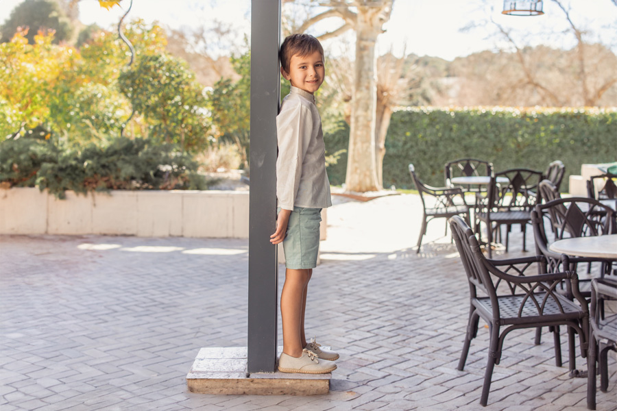 Blucher da ragazzo in tela con suola in iuta bicolor