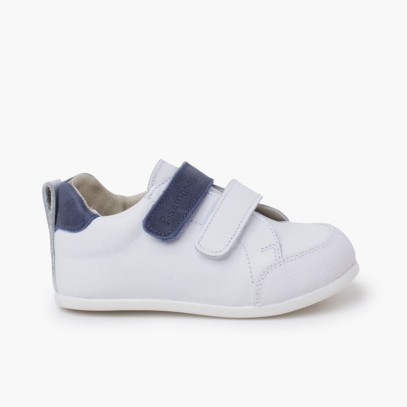Sneakers in pelle con doppia chiusura a strappo colori Blu