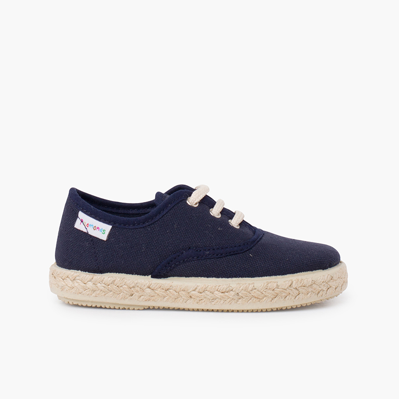 Sneakers in tela con lacci e suola espadrillas Blu