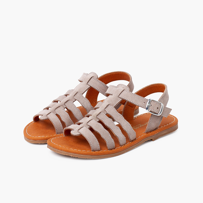 Sandali gladiatore in scamosciato con fibbia Perla