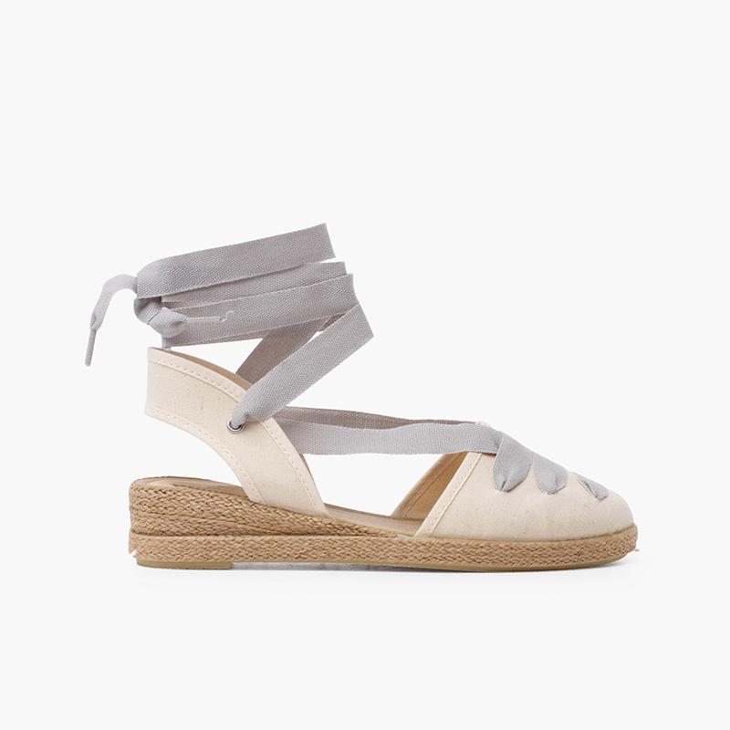 Espadrillas goyesque con zeppa e nastri Grigio chiaro