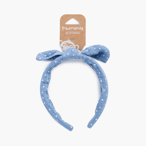 Fascia da annodare con pois Azzurro