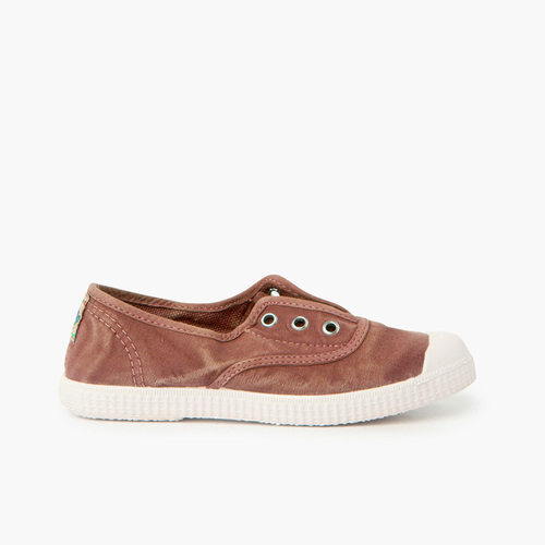 Sneakers in tela effetto consumato senza lacci Terracotta