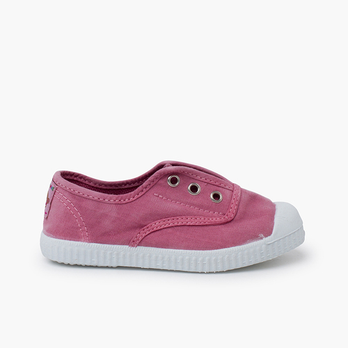 Sneakers in tela effetto consumato senza lacci Rosa Blossom