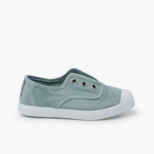 Sneakers in tela effetto consumato senza lacci Verde Salvia