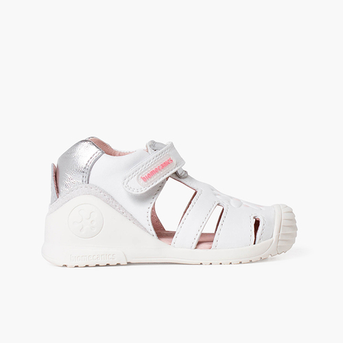 Sandali Biogateo Fiore bambina Chiusura a strappo Bianco