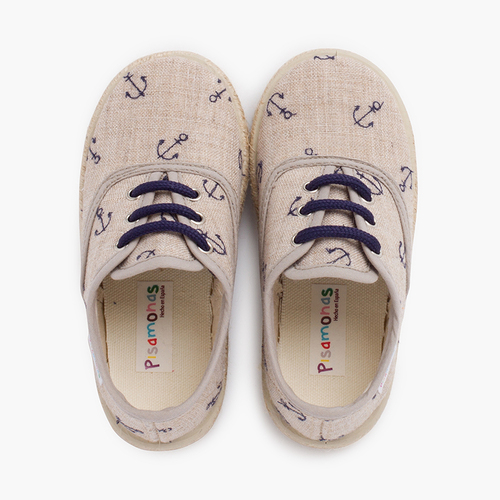 Sneakers ad ancora con lacci colorati Blu