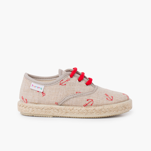Sneakers ad ancora con lacci colorati Rosso