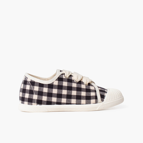 Sneakers vichy Punta di Gomma Lacci Nastro Nero