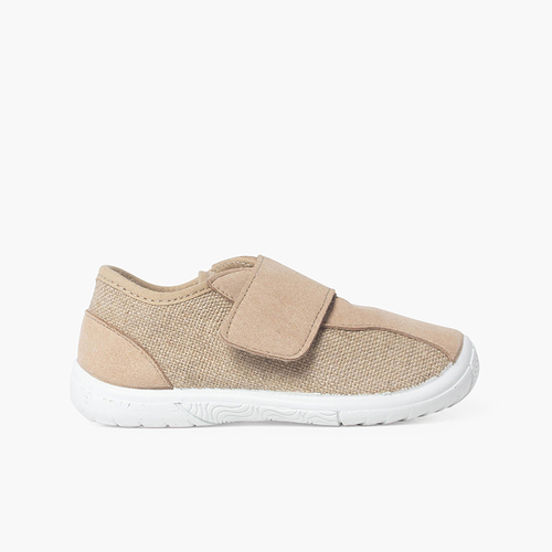 Sneakers in lino e nobutex con chiusura a strappo Naturale