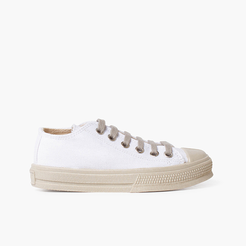Sneakers bianche con colore del puntale e dei lacci Bianco e Sabbia