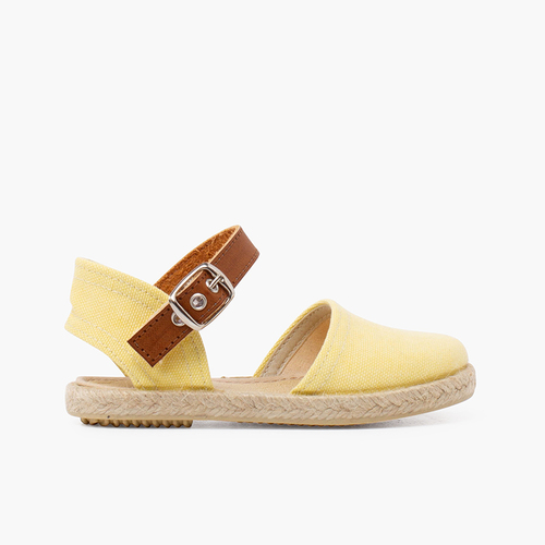 Espadrillas in tela riciclata con cinturino tipo pelle Limone
