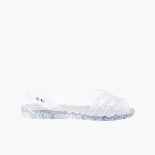 Sandali da donna in gomma glitterata Argento