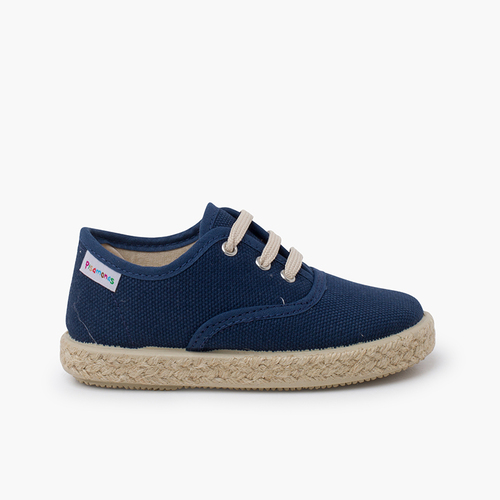 Sneakers in tela con lacci e suola espadrillas Azzurro