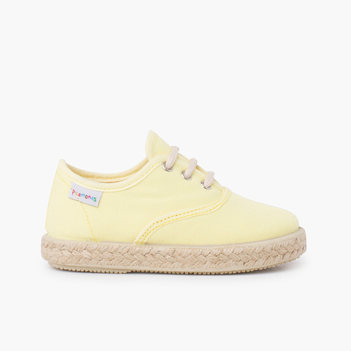 Sneakers in tela con lacci e suola espadrillas Limone