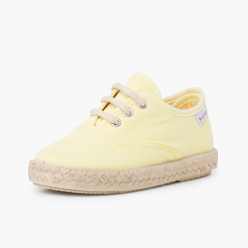 Sneakers in tela con lacci e suola espadrillas Limone