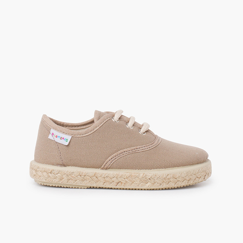 Sneakers in tela con lacci e suola espadrillas Caffelatte