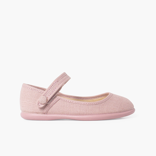 Scarpe con cinturino decorate con dettaglio bottone e chiusura a strappo Rosa pallido
