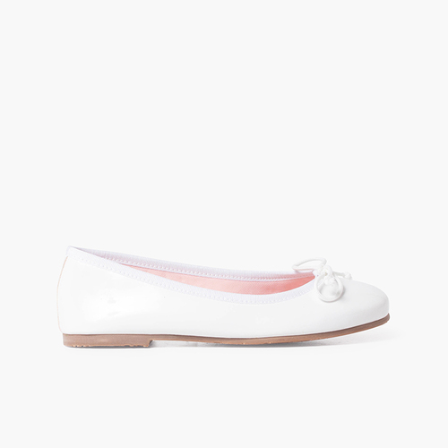 Ballerine da cerimonia in vernice con fiocco Bianco