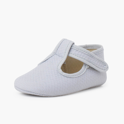 Scarpe occhio di bue neonato piquet imbottito chiusura a strappo Grigio