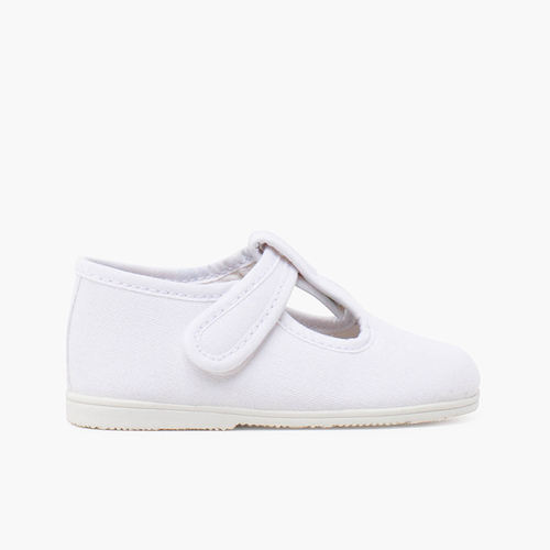Scarpe occhio di bue in tela suola sottile chiusura a strappo Bianco