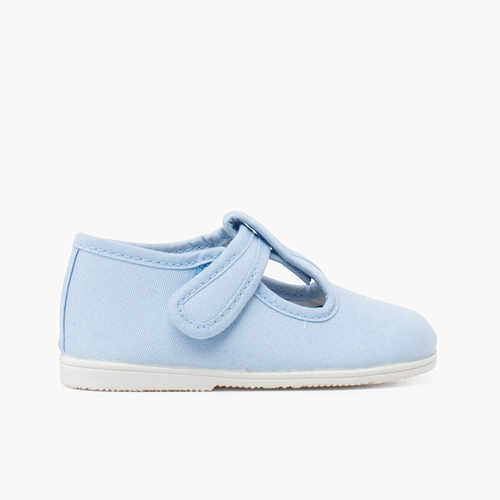 Scarpe occhio di bue in tela suola sottile chiusura a strappo Cielo Blu