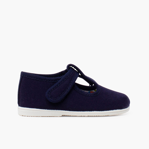 Scarpe occhio di bue in tela suola sottile chiusura a strappo Blu