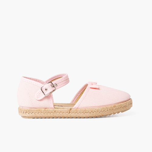 Espadrillas con fiocco e tomaia arricciata Rosa