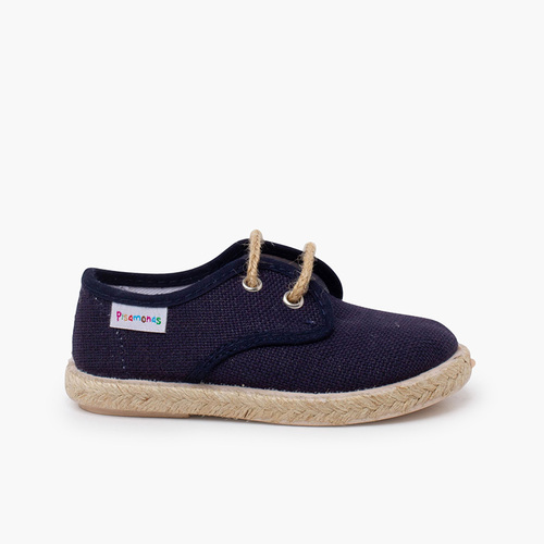 Blucher lacci di lino e base di iuta Blu
