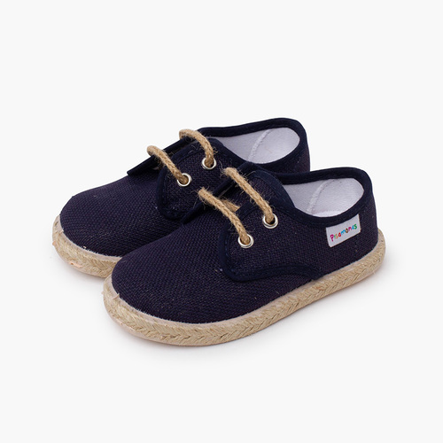 Blucher lacci di lino e base di iuta Blu