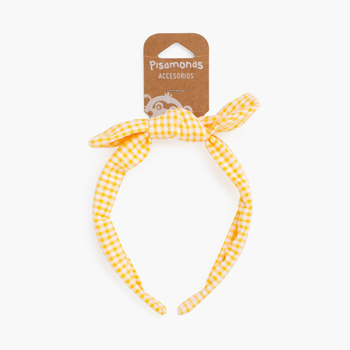 Fascia turbante con fiocco Vichy Giallo