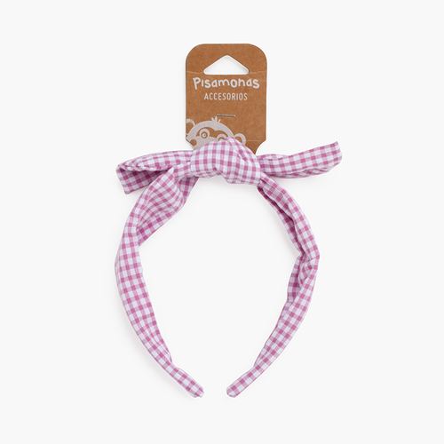 Fascia turbante con fiocco Vichy Rosa