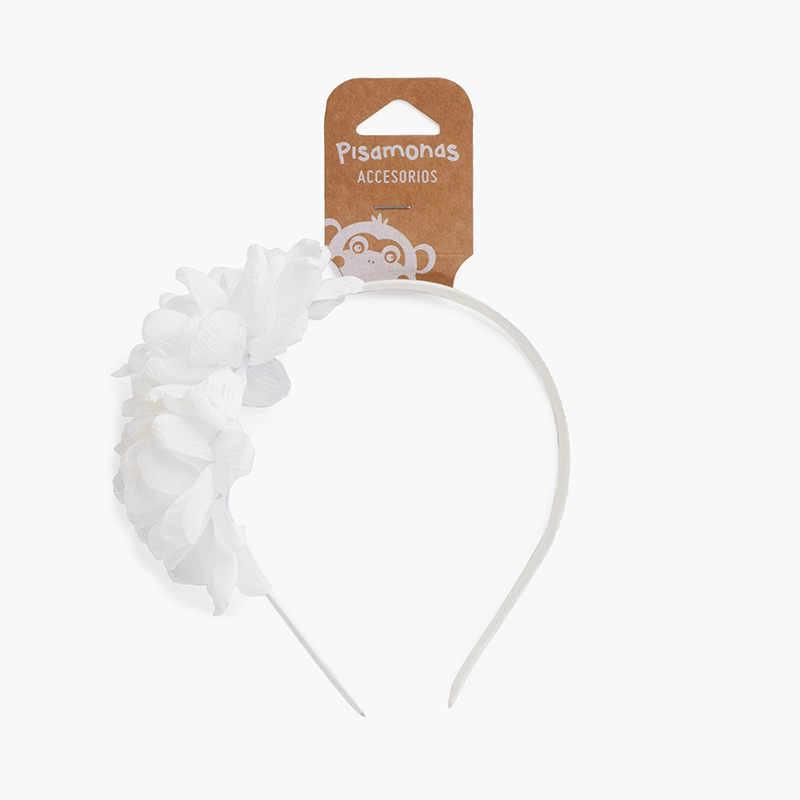 Cerchietto a fiore fine Bianco