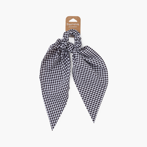 Scrunchie con fiocchi vichy Nero